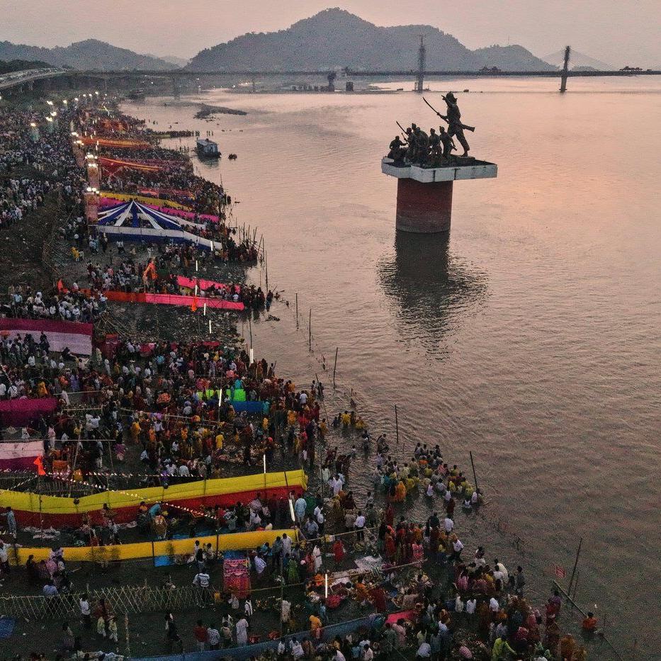 Photos of Hindu devotees celebrating Chhath festival in India